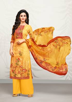 Yellow printed cotton salwar 1