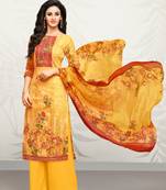 Yellow printed cotton salwar