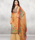 Light-orange printed cotton salwar