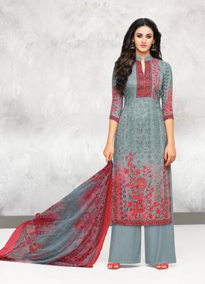 Dark-grey printed cotton salwar 1