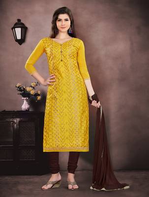 Brown embroidered cotton salwar 1
