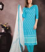 Sky-blue embroidered cotton salwar