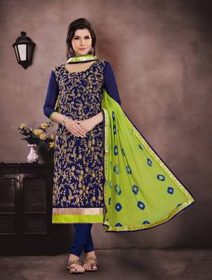 Blue embroidered cotton salwar 1