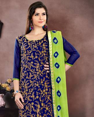Blue embroidered cotton salwar 2