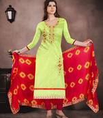 Green embroidered cotton salwar