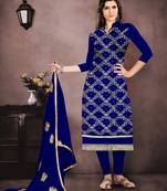 Blue embroidered cotton salwar
