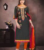 Grey embroidered cotton salwar