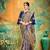 Navy blue woven banarasi silk saree with blouse