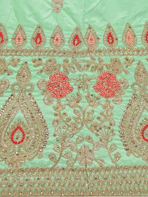 Green Embroidered Silk Semi Stitched Lehenga 4