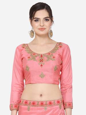 Pink Embroidered Silk Semi Stitched Lehenga 3