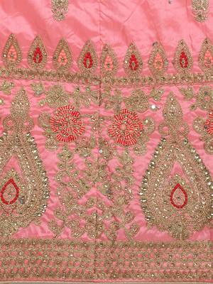 Pink Embroidered Silk Semi Stitched Lehenga 4