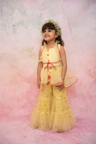 yellow sequin sharara set