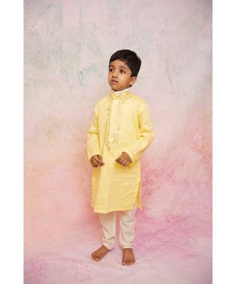 yellow mirror kurta 1