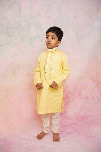 yellow mirror kurta