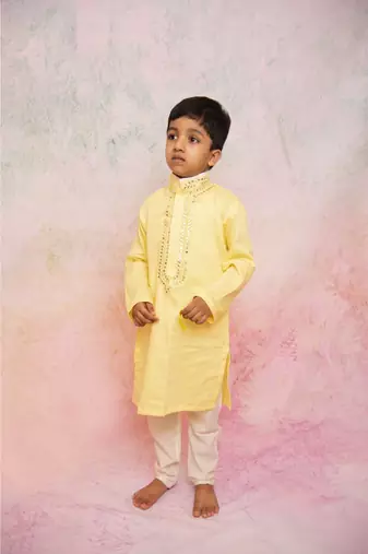yellow mirror kurta