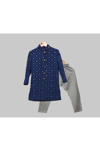 prussian blue sherwani