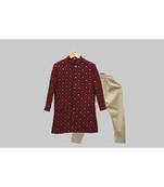 wine chikankari sherwani