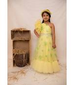 yellow green one shoulder gown