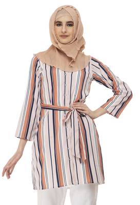 Peach Vertical Stripe Shrug 1