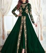 Dark Green Embroidered Georgette Salwar