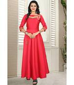 Pink Embroidery Tafeta Satin With Inner Full Stiched Anarkali Gown
