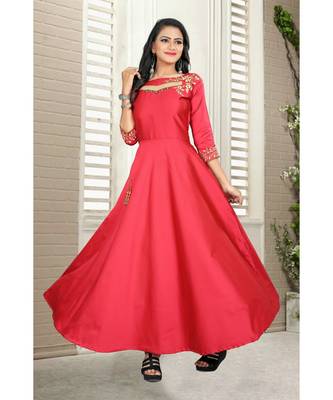 Pink Embroidery Tafeta Satin With Inner Full Stiched Anarkali Gown 2