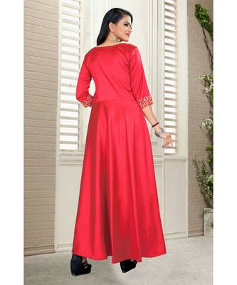 Pink Embroidery Tafeta Satin With Inner Full Stiched Anarkali Gown 4