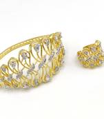 Free Size Folding Bracelet And Finger Ring Studded  American Diamond (Ad) Zircon