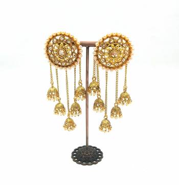 Gold Plated Stylish Pearl Jhumka Jhumki Traditional Earrings 2