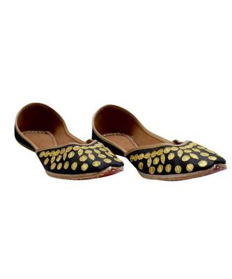 Black Golden Gotta Patti Work Party Wear Ethnic.Jutti 1