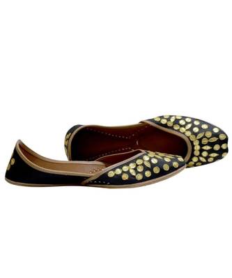 Black Golden Gotta Patti Work Party Wear Ethnic.Jutti 2