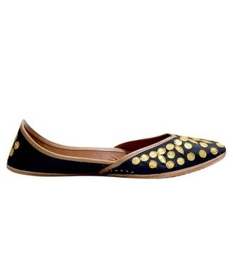 Black Golden Gotta Patti Work Party Wear Ethnic.Jutti 3
