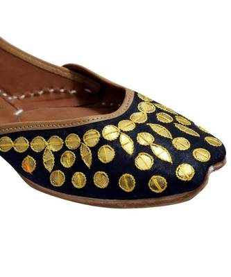 Black Golden Gotta Patti Work Party Wear Ethnic.Jutti 4