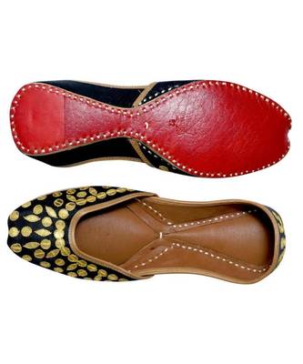 Black Golden Gotta Patti Work Party Wear Ethnic.Jutti 5
