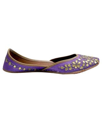 Purple Golden Gotta Patti Work Party Wear Ethnic.Jutti 3