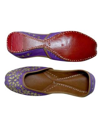 Purple Golden Gotta Patti Work Party Wear Ethnic.Jutti 5