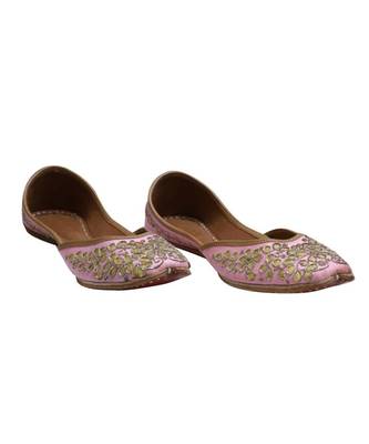 Baby Pink Golden Gotta Patti Work Party Wear Ethnic.Jutti 1
