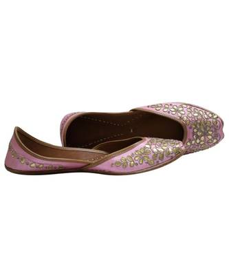 Baby Pink Golden Gotta Patti Work Party Wear Ethnic.Jutti 2