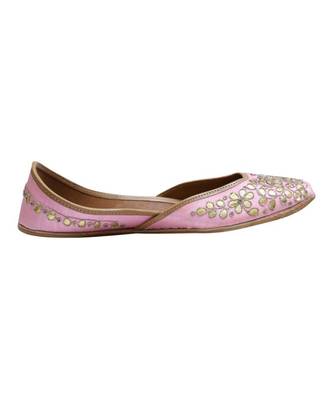 Baby Pink Golden Gotta Patti Work Party Wear Ethnic.Jutti 3