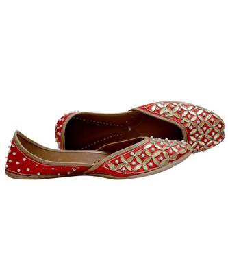 Red Golden Gotta Patti Work With Pearl Work  Party Wear Ethnic.Jutti 2