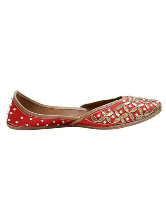 Red Golden Gotta Patti Work With Pearl Work  Party Wear Ethnic.Jutti 3