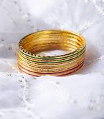 Beautiful Cz Ad Studded Gold Plated Traditional Red Green White American Diamond Bangles Set For Women