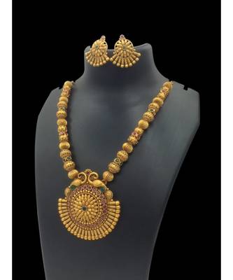 Gold Plated South Indian Traditional  Temple Necklace Set 1