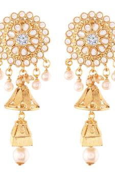 Traditional Gold Plated Kundan & Pearl Jhumki Earrings For Women
