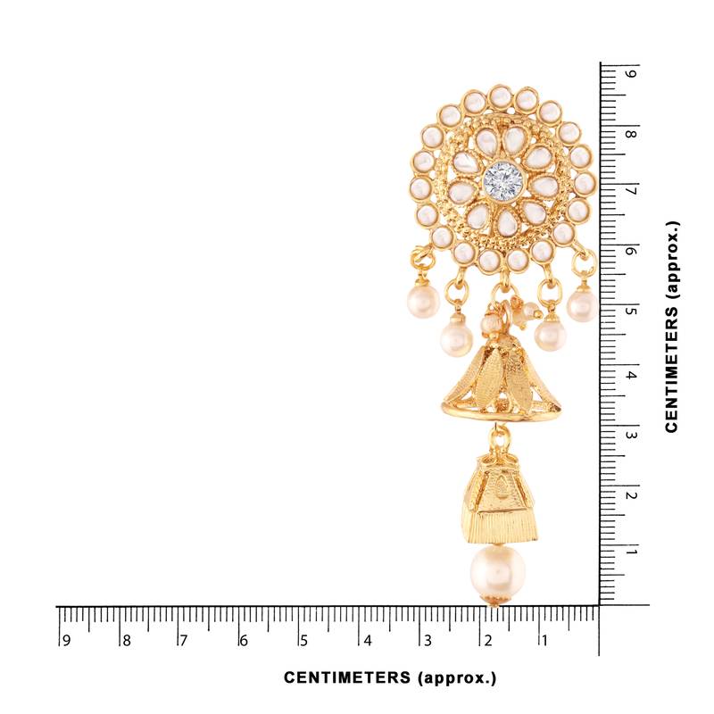 Traditional Gold Plated Kundan & Pearl Jhumki Earrings For Women