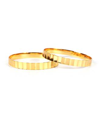 Gold Plated Traditional Designer Plain Bangles Set Of 2 1