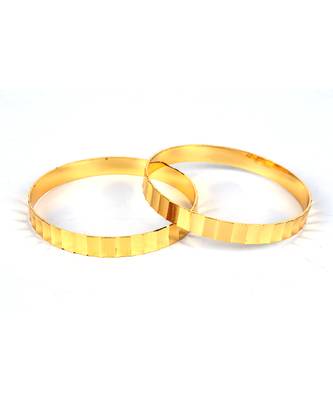 Gold Plated Traditional Designer Plain Bangles Set Of 2 2
