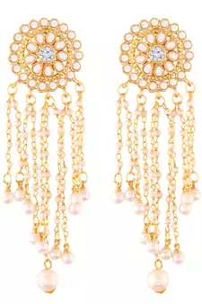 Traditional Gold Plated Kundan & Pearl Earrings For Women