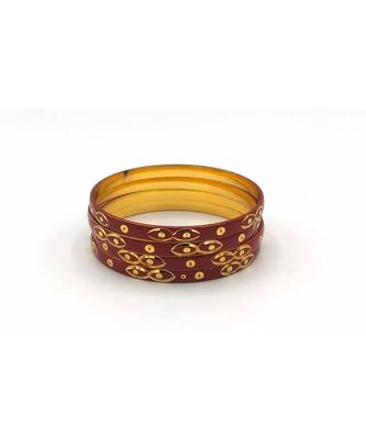 Maroon And Gold Bangle Set Of 4 2