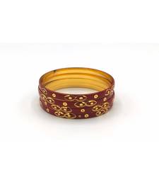 Maroon And Gold Bangle Set Of 4